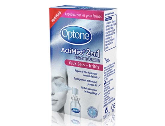 Optone ActiMist 2 en 1 Spray Oculaire Yeux Secs + Irrités 10ml